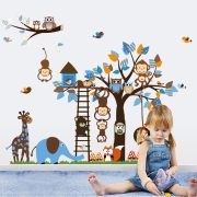   Sticker de perete cu copacul animalelor de la grădina zoologică
