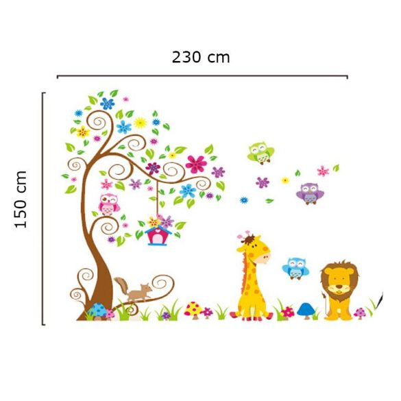 Sticker de perete cu grădina colorată a animalelor