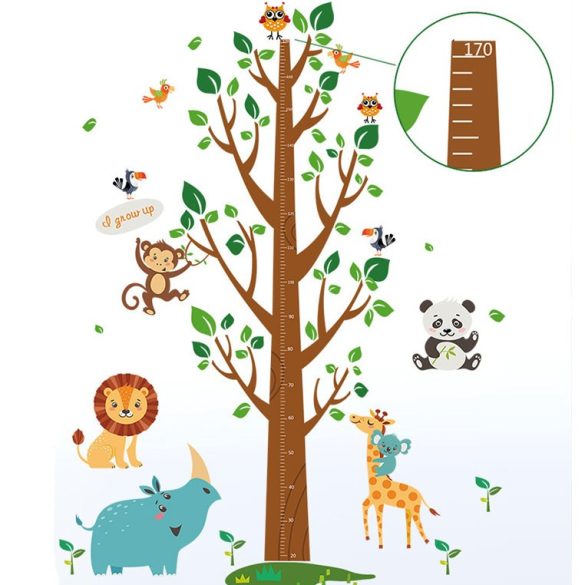 Sticker de perete pentru măsurarea înălţimii cu animalele junglei 