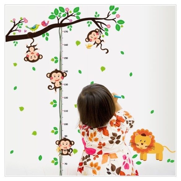 Maimuțe jucăușe pe liană – sticker de perete pentru măsurarea înălțimii