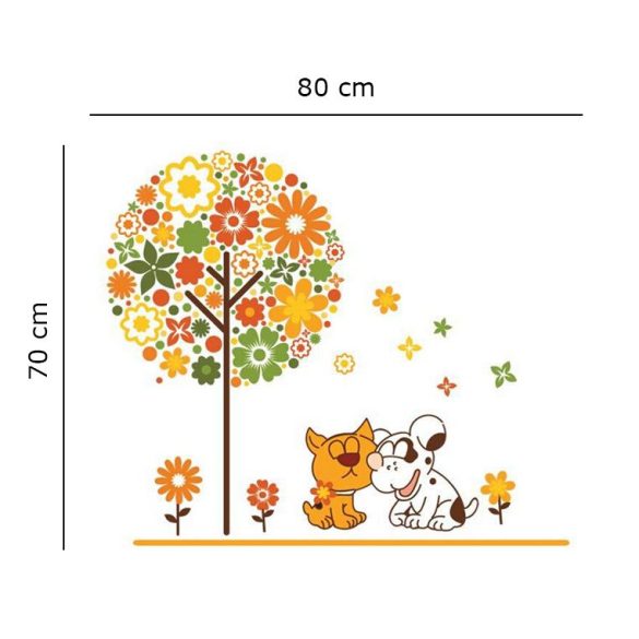 Sticker perete prietenia dintre câine şi pisică