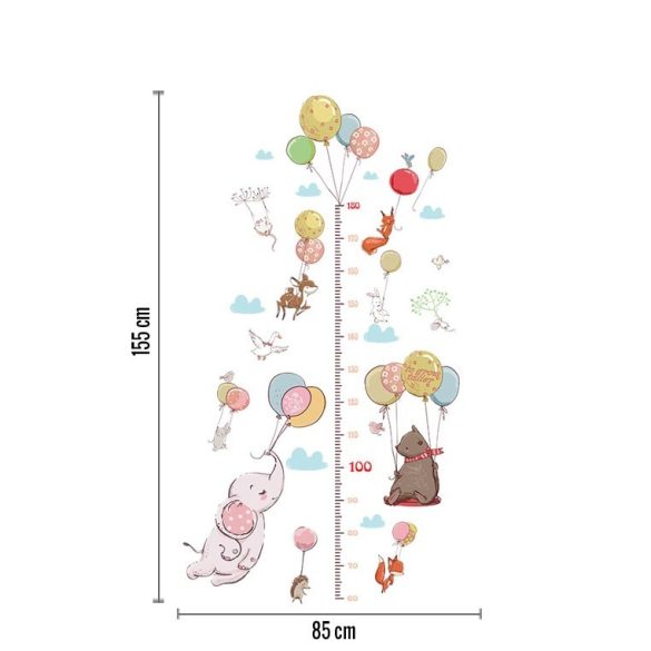 Măsurător de înălțime cu elefant micuț cu baloane de culoare pastel