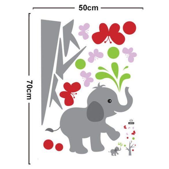 Sticker de perete cu elefant mic şi fluturi