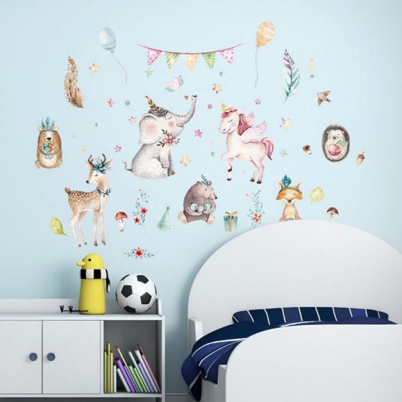 Sticker de perete cu elefant și unicorn