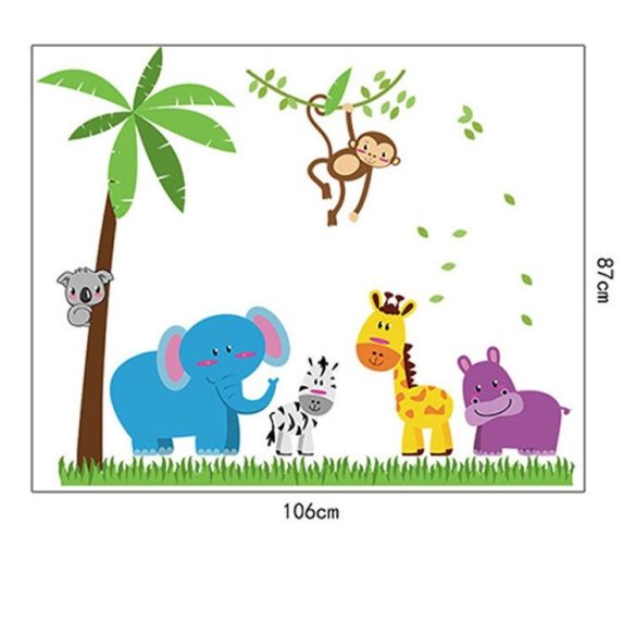 Sticker de perete cu animale zâmbitoare în junglă