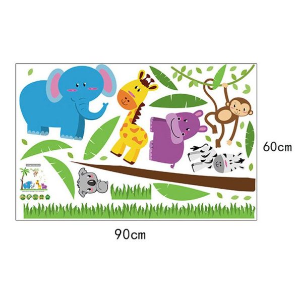 Sticker de perete cu animale zâmbitoare în junglă