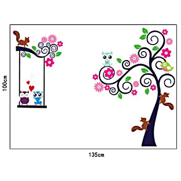 Sticker perete cu copacul veveriţelor şi bufniţelor