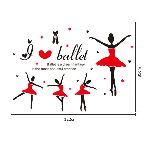 Sticker perete cu balerine îmbrăcate în roşu