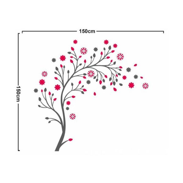 Sticker perete copac cu flori pink