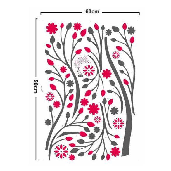 Sticker perete copac cu flori pink