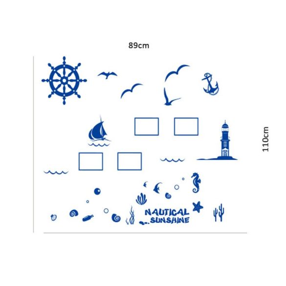 Sticker perete cu ramă – navigare pe mare