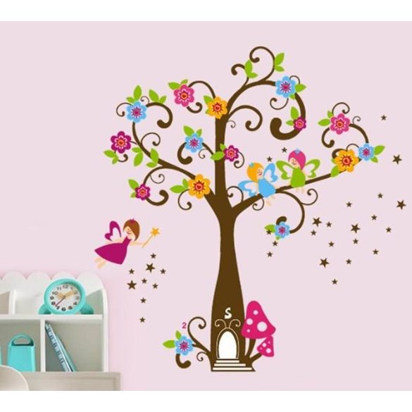 Sticker perete copacul magic cu flori al zânelor