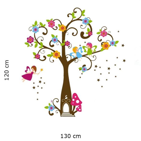 Sticker perete copacul magic cu flori al zânelor