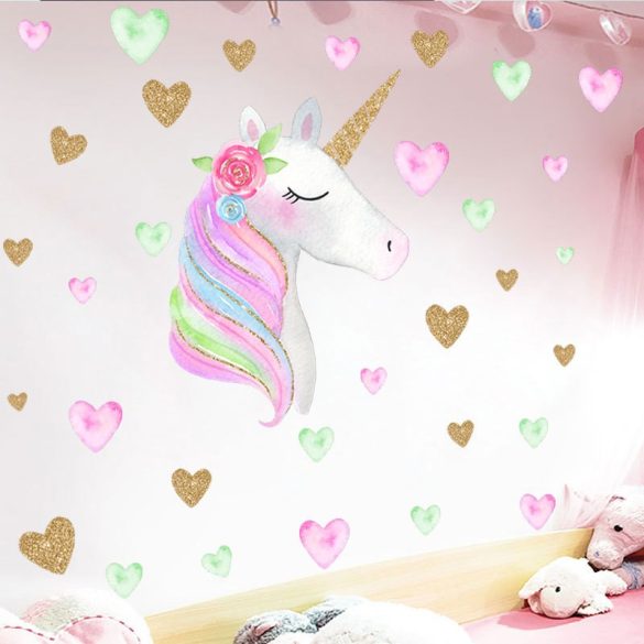 Sticker cu unicorn cu inimioare