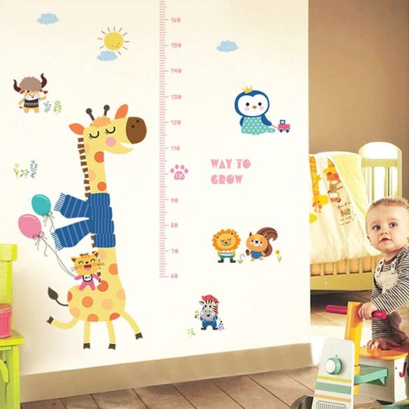 Girafa și prietenii ei – sticker de perete pentru măsurarea înălțimii
