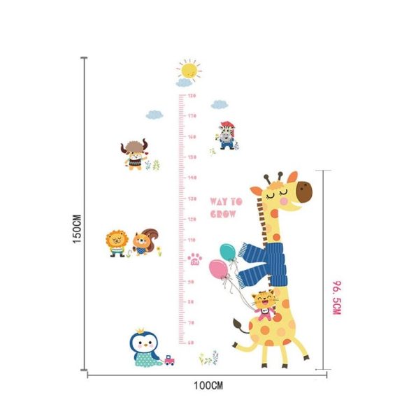Girafa și prietenii ei – sticker de perete pentru măsurarea înălțimii