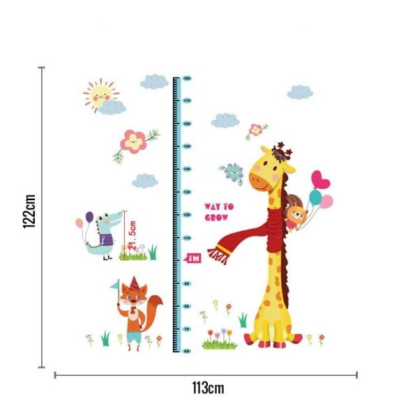 Măsurător de înălțime cu girafă, vulpe, crocodil