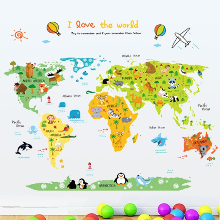Sticker perete cu hartă - călătorie în jurul lumii